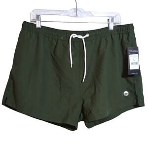 New Look Dark Green Mesh Seat Lined Swim Trunks Short Size L